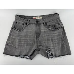 Levi's 511 Women's High Rise Cut Off Gray Denim Shorts Slim Distressed Size 27W